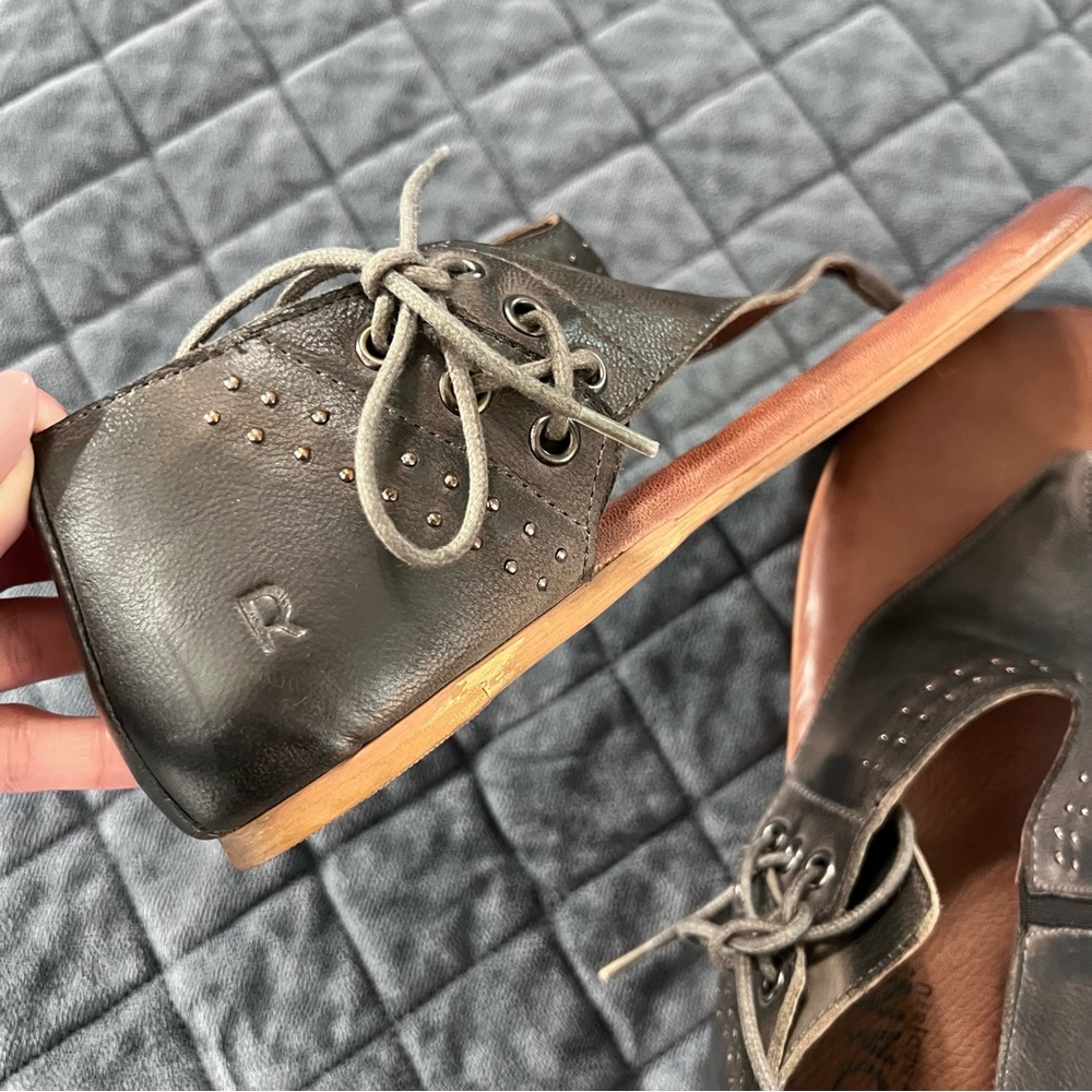 Roan By Bed Stu Sandals Women’s Size 10 Xandria Leather Thong Gray Ankle Tie - Picture 10 of 11